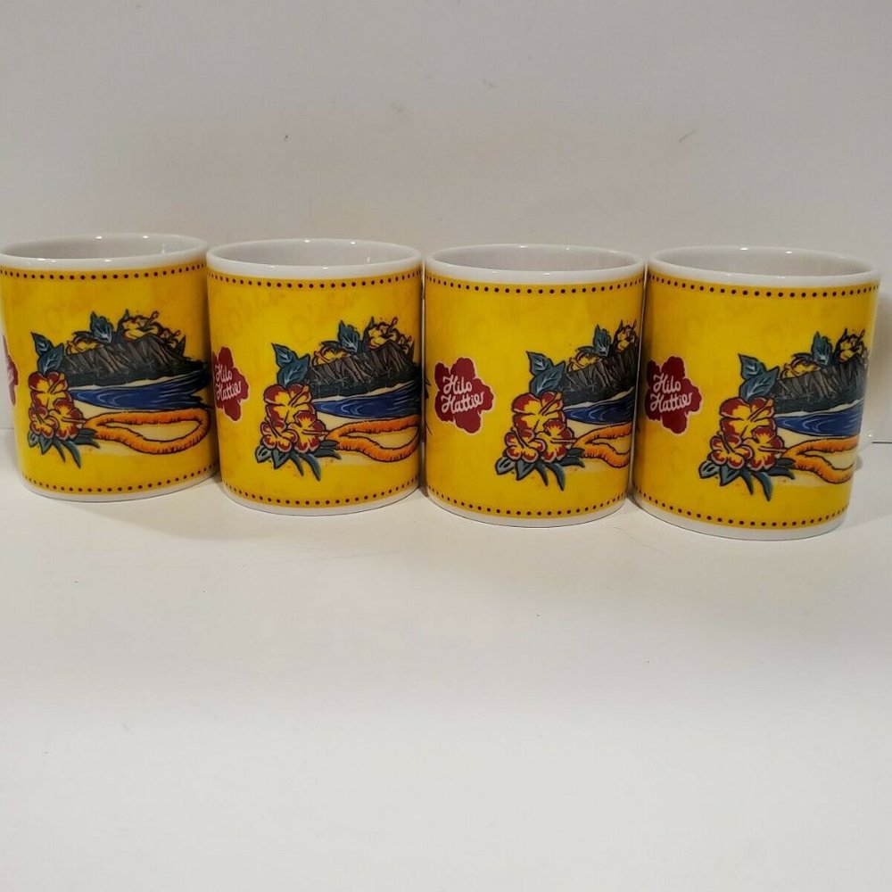 Set Of 4 Hawaii "Hilo Hattie" Ceramic Coffee Mugs